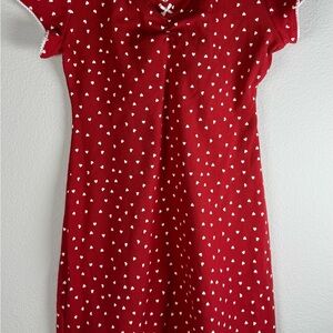 Art Class Red Dress with Heart Pattern